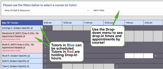 WC Online schedule drop in and appointment tutoring