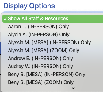 Tutors drop-down