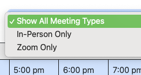 Modality drop-down